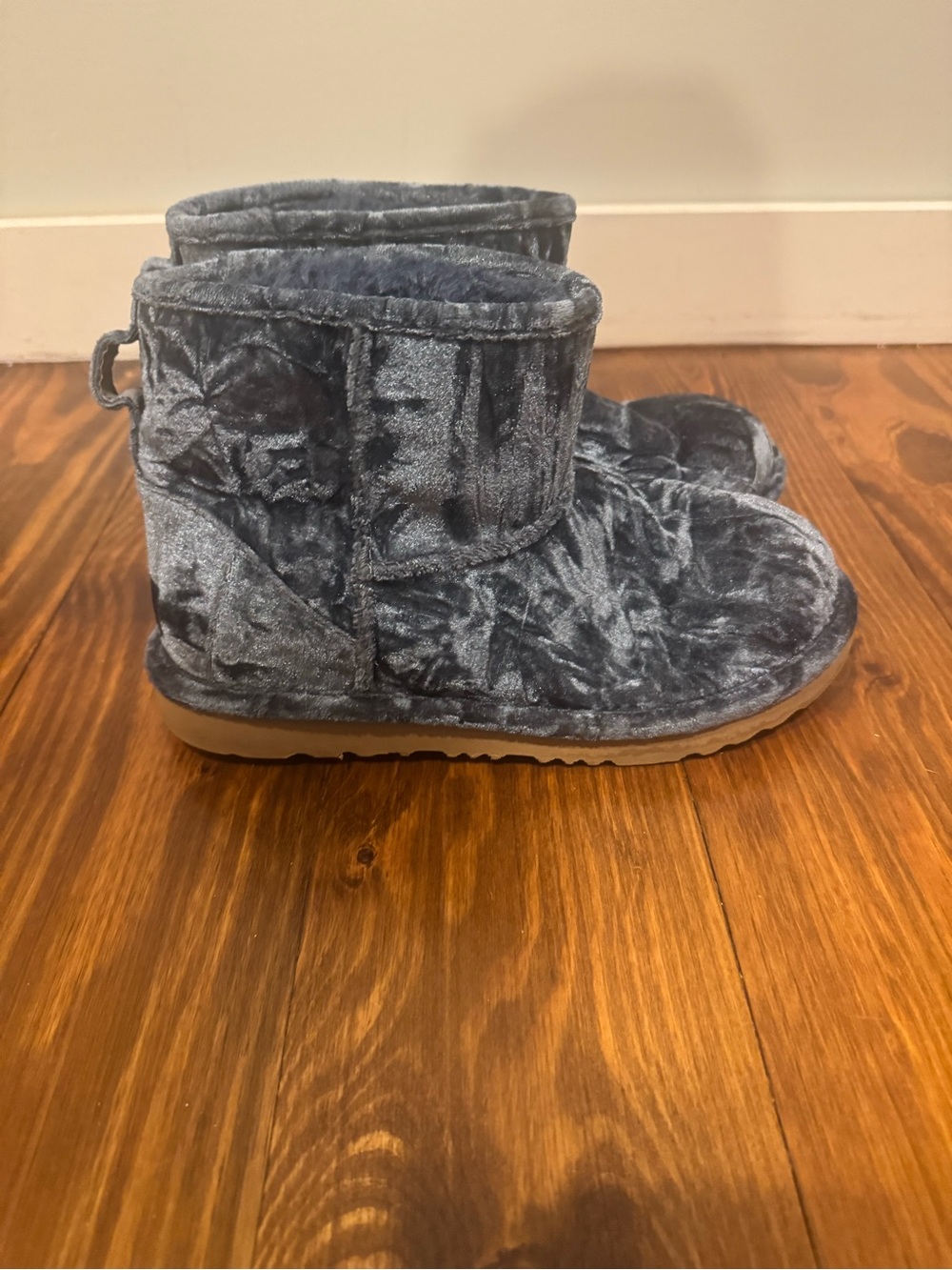 UGG Blue Velvet Ankle Boots-Kids 5/Womens 6.5